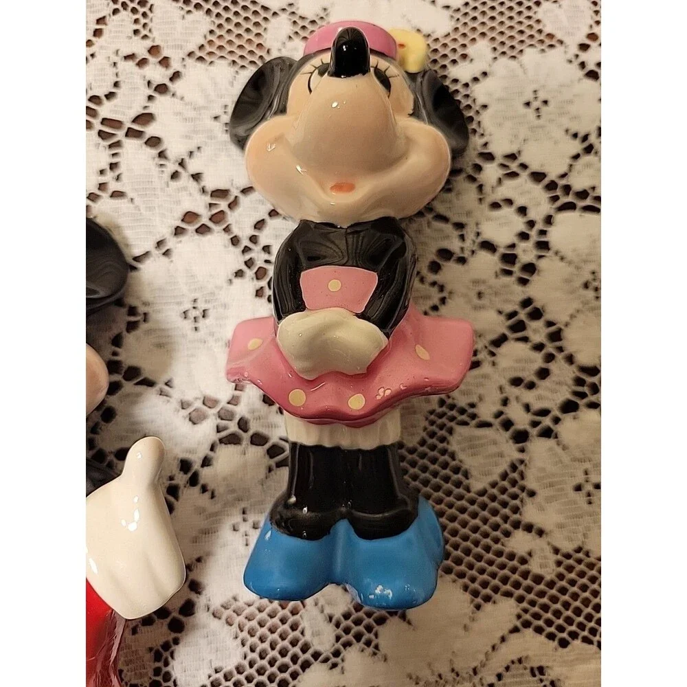 Vintage Disney Japan Mickey & Minnie Ceramic Figurines~6 Inch